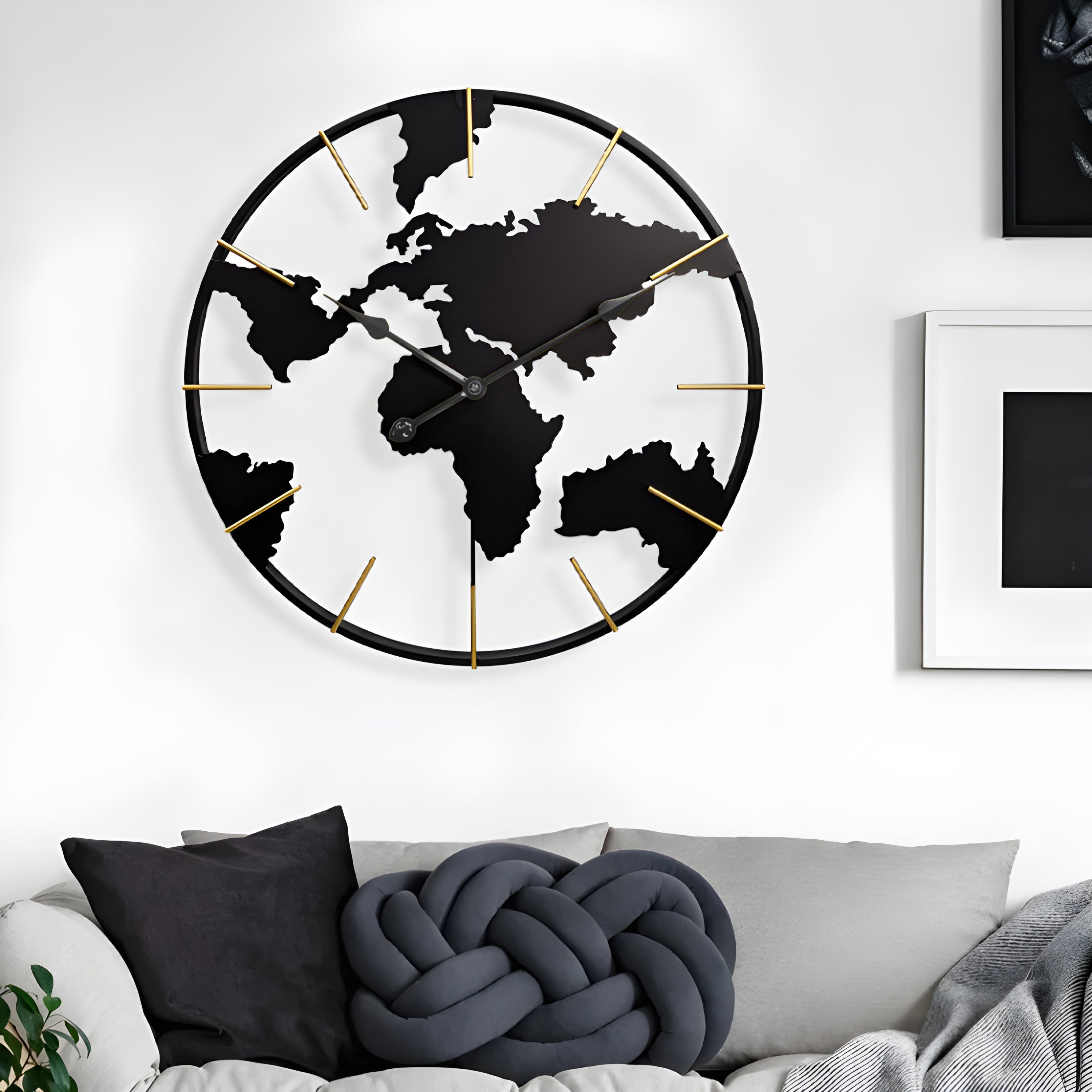 Floating Wall Clock with Gold Accents