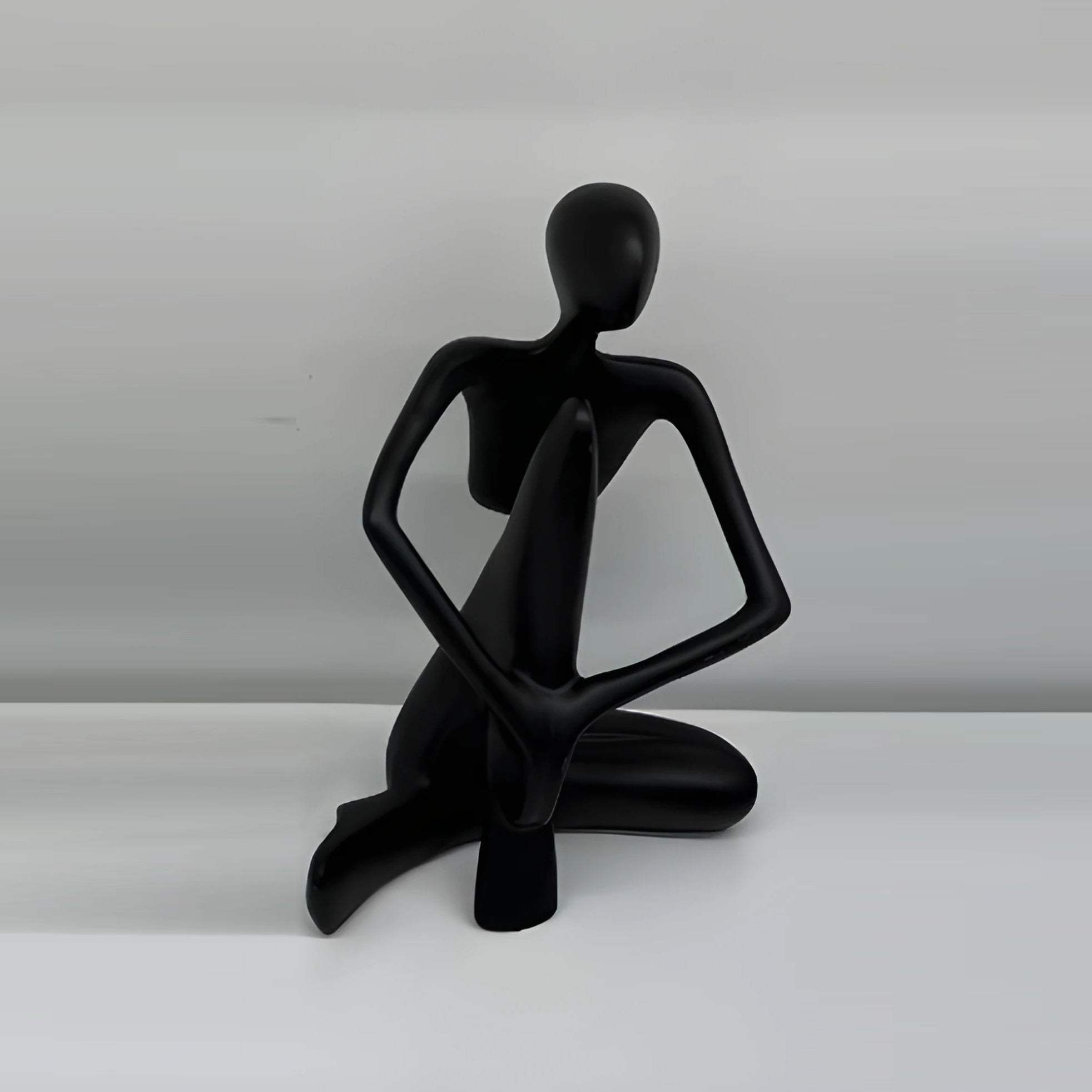 Black Abstract Thinker Sculpture