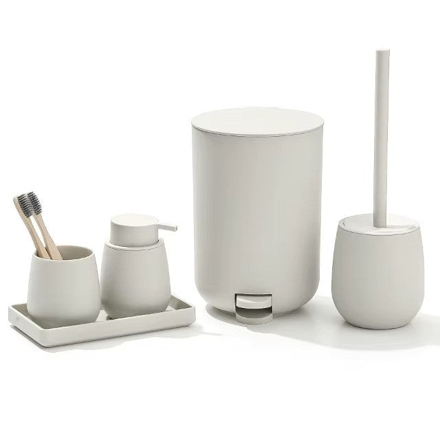 Beige & Bamboo Bathroom Set