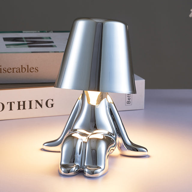 Chrome & Gold Humanoid Table Lamp