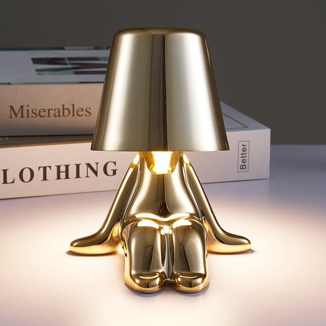 Chrome & Gold Humanoid Table Lamp