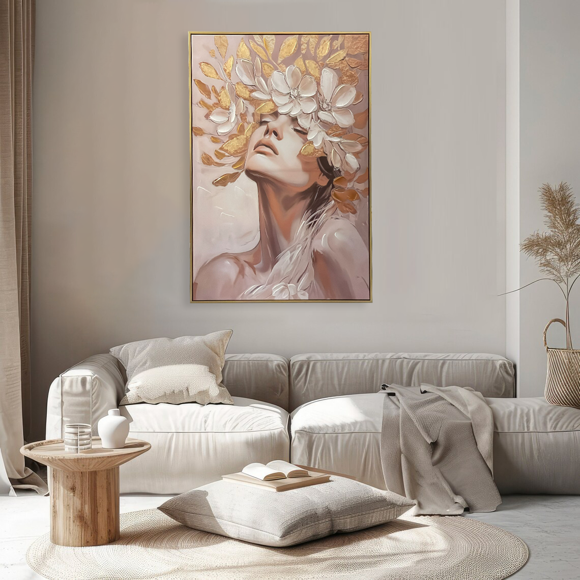 Golden Blossom Woman Art