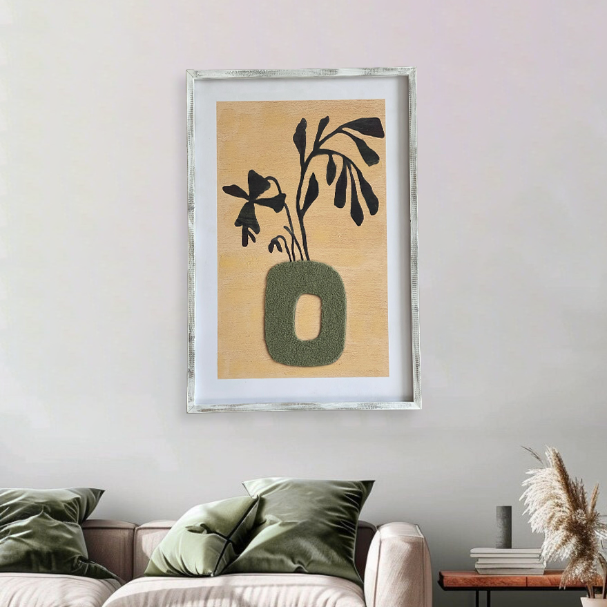 Textured Vase & Leaf Wall Art