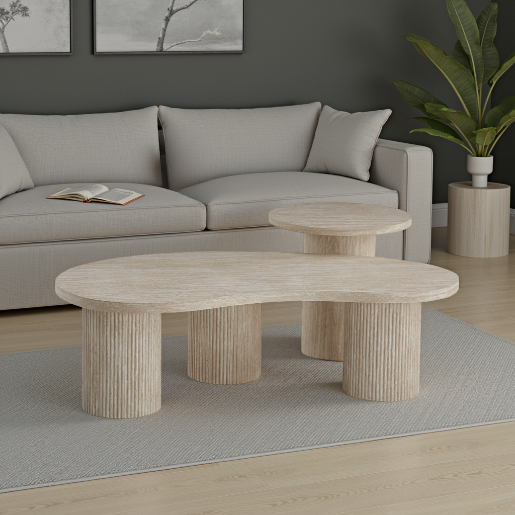 Fluted Coffee Table Set
